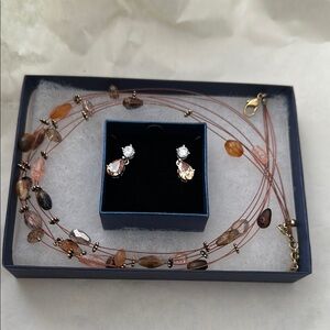 Elegant Multi-Color Beaded Necklace and Earring Set